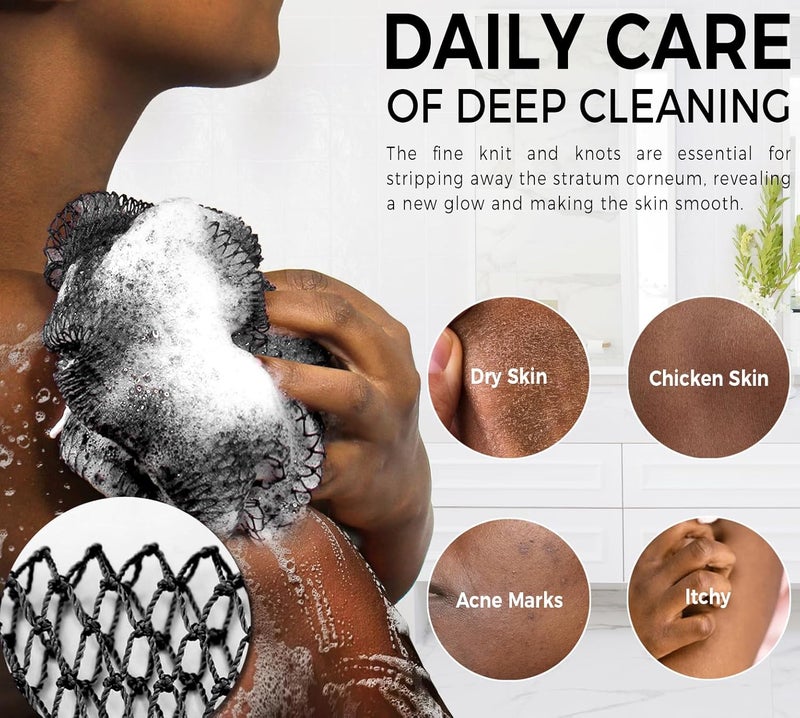 RelaxScene African Net Sponge Authentic - Exfoliating Back Scrub Bath Sponge with Knots - Afro Scrub Body Scrubber Exfoliator Washcloth - African Body Care Daily Use Shower Essentials - Image 5